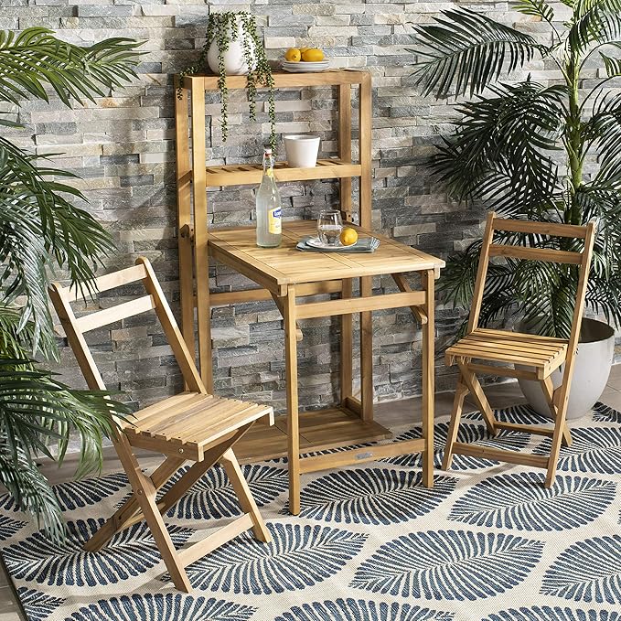 SAFAVIEH PAT6756A Outdoor Collection Griffen Balcony Natural Set Dining Cabinet