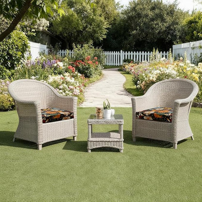 UNIKOME Outdoor Chair Cushions Pack of 4, Water Resistant Patio Cushions with Ties, High Density Sponge Filling Square Corner Seat Cushions for Outdoor Furniture, 18.5"*16"*3", Flower
