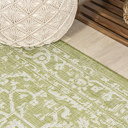JONATHAN Y Boho Medallion Indoor Outdoor Runner Rug 2X10 Green/Cream, Malta Textured Weave for Backyard, Patio, Porch, Easy-Cleaning, High Traffic, Pet-Friendly, Non-Shedding (SMB104D-210)