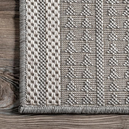 Nuloom Ranya Light Grey/Ivory, 2' x 8', Tribal Geometric, Soft and Cozy, High Traffic, Stain Resistant, Easy Clean, Durable Runner for Indoor/Outdoor Patio, Deck, Porch, Garden, Courtyard