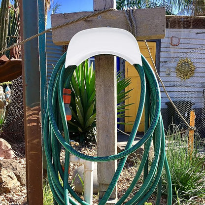 Gardzen Heavy Duty Hose Hanger Wall Mount, Hose Holder, Hook, Rack, Support for Outside, White