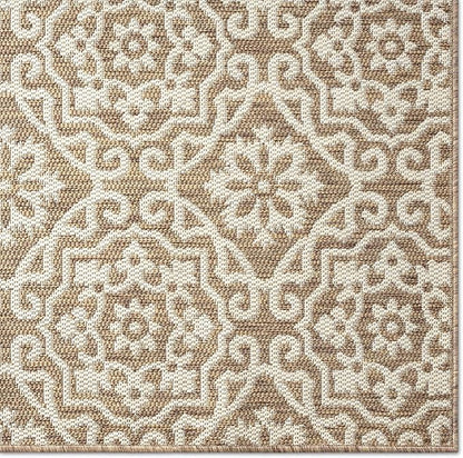 Nicole Miller New York Patio Country Danica Transitional Geometric Indoor/Outdoor Area Rug, Brown/Beige, 5'2"x7'2"