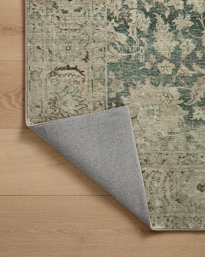 Loloi Magnolia Home by Joanna Gaines Sinclair Collection SIN-05 Jade/Sand 2'-3" x 9'-6", .25" Pile Height, Machine Washable, Runner Rug