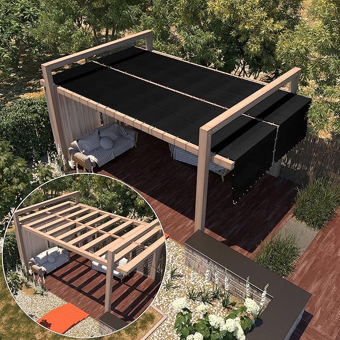 Amgo Custom Made 3' x 37' Black Balcony Privacy Screen, Apartment Porch Railing Patio Fence Windscreen Fabric Cloth, Heavy Duty, Commercial and Residential, 90% Blockage (We Customize)