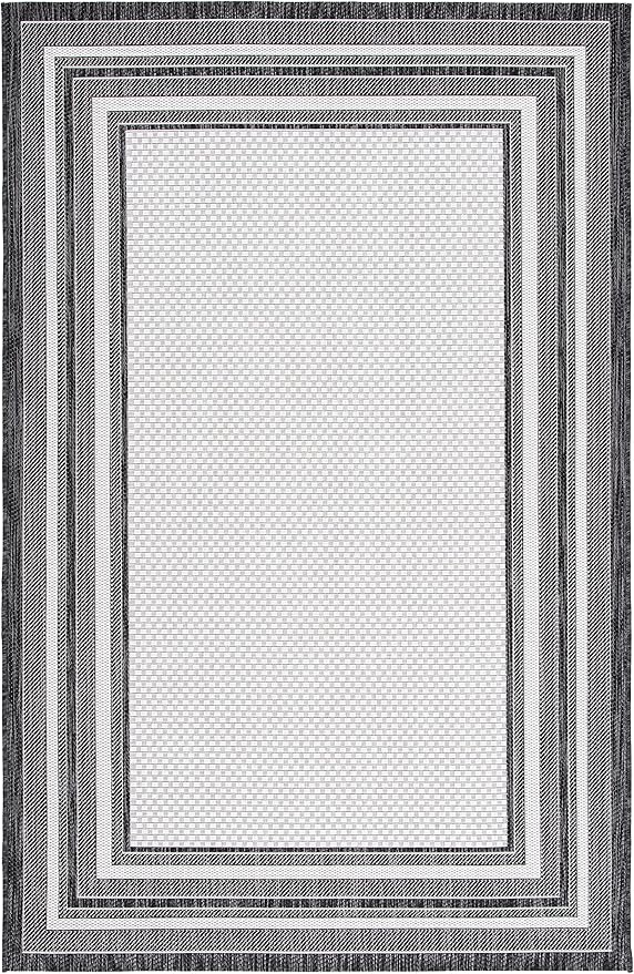SAFAVIEH Courtyard Collection 2' x 3'7" Ivory / Black CY8475 Indoor/ Outdoor Waterproof Easy Cleaning Patio Backyard Mudroom Accent Rug