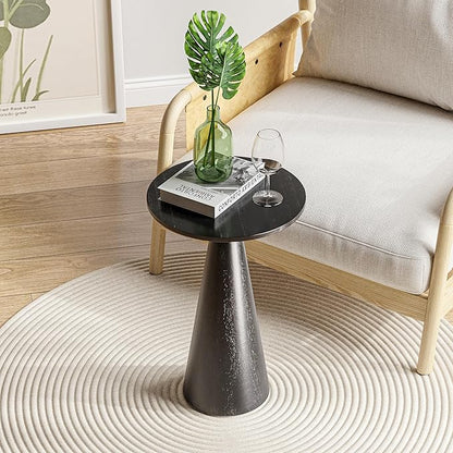COZAYH Farmhouse Pedestal Small End Table Round Martini Table Wood Plant Stand Rustic Drink Table for Small Space Living Room, Bedroom, Black