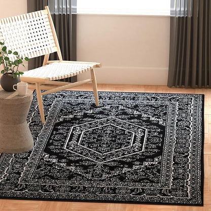 SAFAVIEH Adirondack Collection Accent Rug - 4' x 6', Black & Ivory, Oriental Medallion Design, Non-Shedding & Easy Care, Ideal for High Traffic Areas in Entryway, Living Room, Bedroom (ADR108Z)