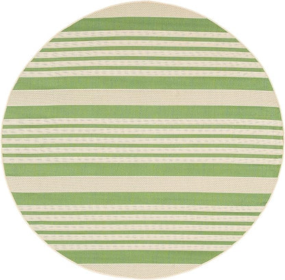 SAFAVIEH Washable Rug Outdoor Courtyard Collection - 6'7" Round, Green & Beige, Non-Shedding & Easy Cleaning, Ideal for Patio, Backyard, Mudroom (CY6062-244)