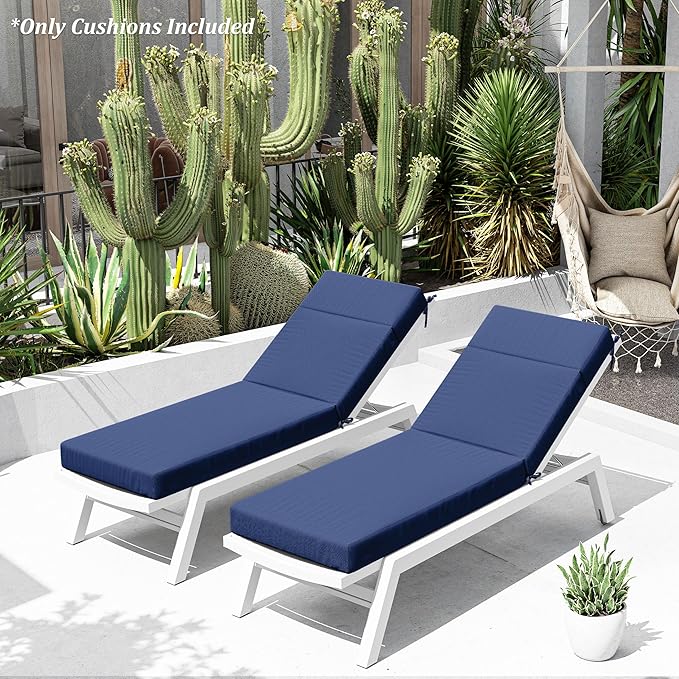 Chaise Lounge Cushion for Outdoor Furniture, Waterproof Fade and Tear Resistant Lounge Deck Chair Cushions for Patio Lawn Pool Resort Hotel