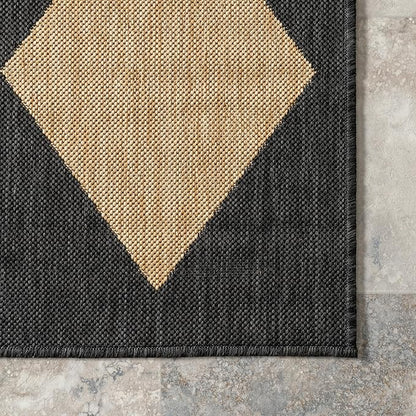 nuLOOM Outdoor Performance Collection Sabina Dark Grey/Ivory, 2' x 10', Soft, High Traffic, Stain Resistant, Easy Clean, Durable Runner for Indoor/Outdoor Patio, Deck, Porch, Garden, Courtyard