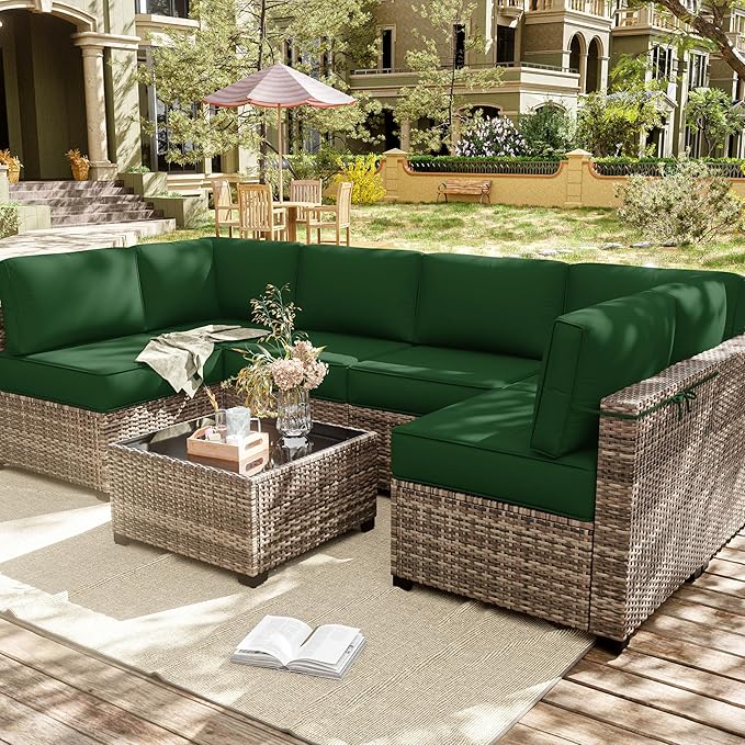 14 Pcs Outdoor Cushion Slipcovers Outdoor Patio Cushion Covers Replacement Waterproof with Zipper for Outdoor Furniture, Patio Sofa Couch 3 Sizes, Covers Only