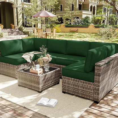 14 Pcs Outdoor Cushion Slipcovers Outdoor Patio Cushion Covers Replacement Waterproof with Zipper for Outdoor Furniture, Patio Sofa Couch 3 Sizes, Covers Only