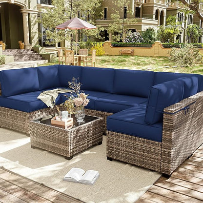 14 Pcs Outdoor Cushion Slipcovers Patio Cushion Covers Replacement Waterproof with Zipper for Outdoor Furniture, Patio Sofa Couch 3 Sizes, Covers Only