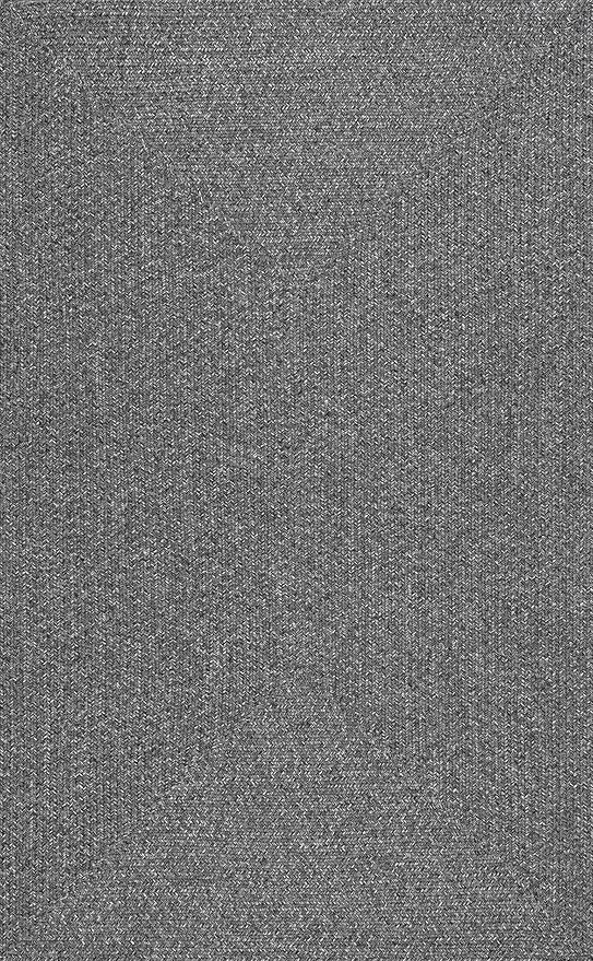 nuLOOM 5' x 8' Solid Hand Braided Indoor/Outdoor Area Rug, Pet-Friendly, High Traffic, Weather Resistant, for Patio, Balcony, Bedroom, Living Room, Dining Room, Wynn Charcoal