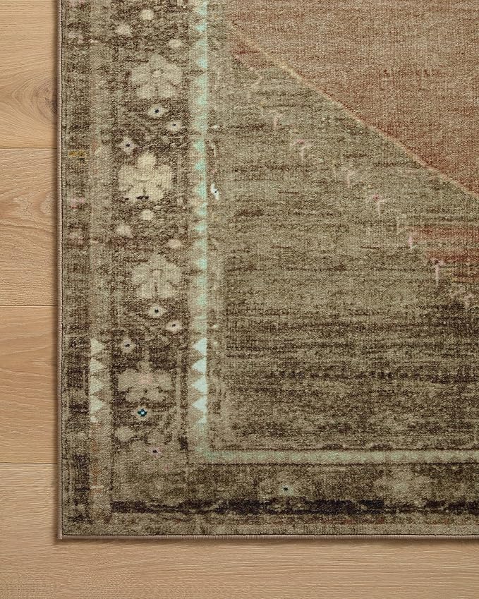 Loloi Magnolia Home by Joanna Gaines Sinclair Collection SIN-06 Clay/Tobacco 2'-3" x 7'-6", .25" Pile Height, Machine Washable, Runner Rug