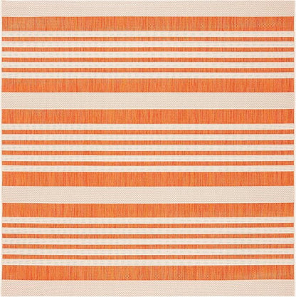 SAFAVIEH Washable Rug Outdoor Courtyard Collection - 4' Square, Terracotta & Beige, Non-Shedding & Easy Cleaning, Ideal for Patio, Backyard, Mudroom (CY6062-241)