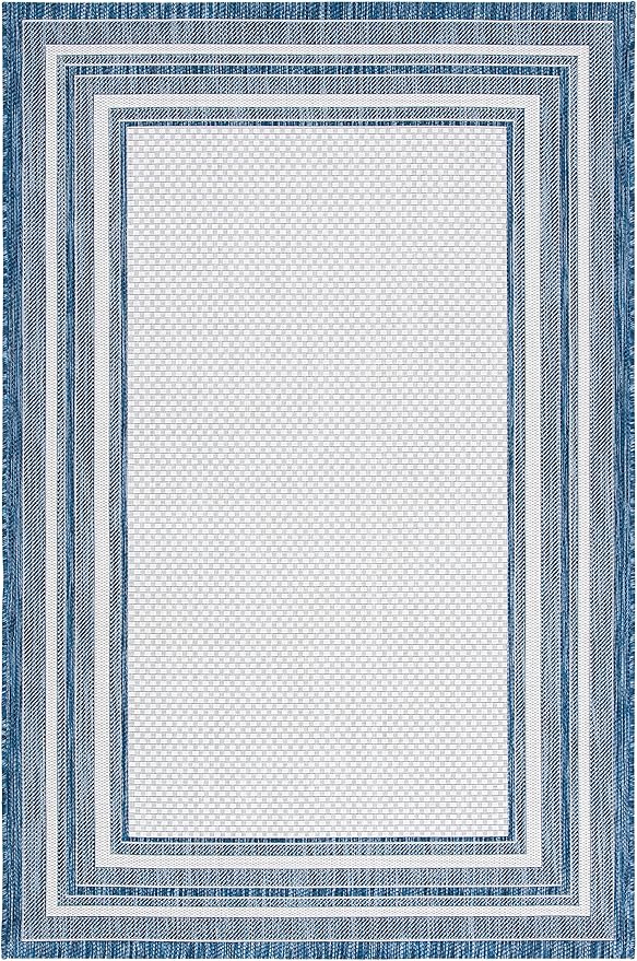 SAFAVIEH Courtyard Collection 2' x 3'7" Ivory/Navy CY8475 Indoor/ Outdoor Waterproof Easy Cleaning Patio Backyard Mudroom Accent Rug