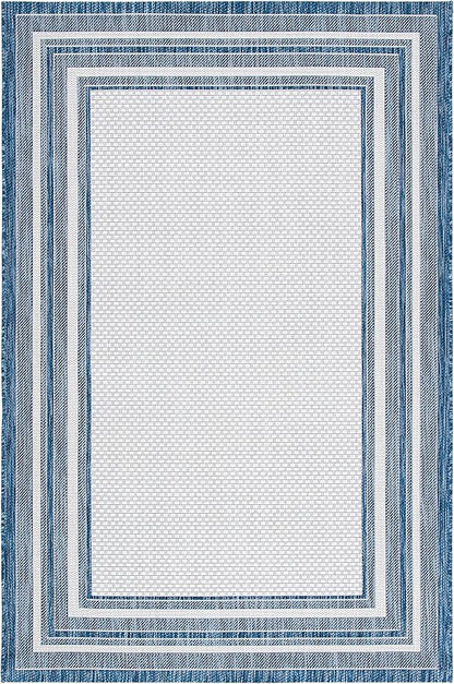 SAFAVIEH Courtyard Collection 2' x 3'7" Ivory/Navy CY8475 Indoor/ Outdoor Waterproof Easy Cleaning Patio Backyard Mudroom Accent Rug