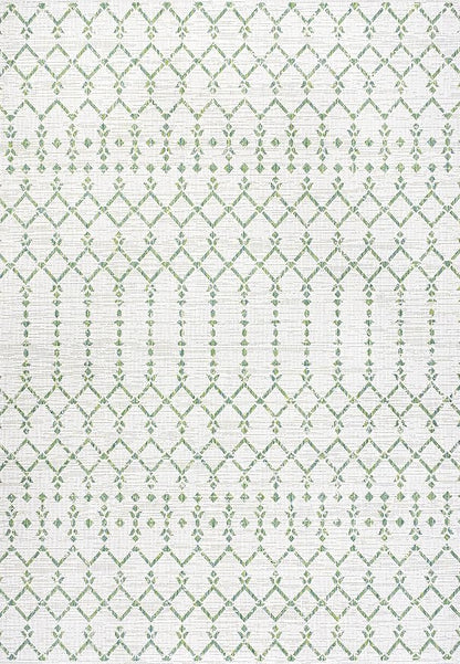 JONATHAN Y Moroccan Geometric Indoor Outdoor Area Rug 9X12 Green/Ivory, Ourika Textured Weave for Backyard, Patio, Porch, Easy-Cleaning, High Traffic, Pet-Friendly, Non-Shedding (SMB108R-9)