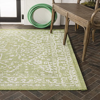 JONATHAN Y Boho Medallion Indoor Outdoor Area Rug 9X12 Green/Cream, Malta Textured Weave for Backyard, Patio, Porch, Easy-Cleaning, High Traffic, Pet-Friendly, Non-Shedding (SMB104D-9)