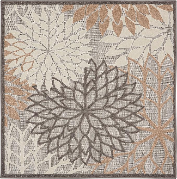 Nourison Home Home Aloha 5' x Square Natural Tropical Rug