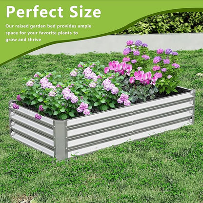 2PCS 4x2x1FT Galvanized Raised Garden Bed, Galvanized Planter Raised Garden Boxes Outdoor, Large Metal Raised Garden Beds for Vegetables-Silver