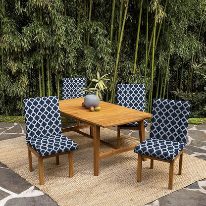 Arden 2-Pack earthFIBER Outdoor Patio Dining Chair Cushion, 20x44, Rain-Proof Seat Pad, Fade-Resistant Outdoor Cushion Sapphire Blue Garden Trellis