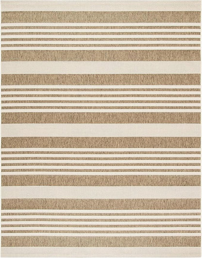 SAFAVIEH Washable Rug Outdoor Courtyard Collection - 8' x 11', Brown & Bone, Non-Shedding & Easy Cleaning, Ideal for Patio, Backyard, Mudroom (CY6062-242)