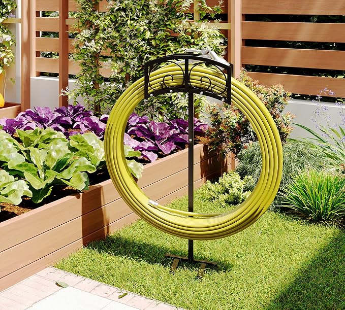 Fire Beauty Garden Hose Holder,Freestanding Water Hose Holder,In ground Hose Rack Organizer for Outdoor,Detachable Water Hose Holder Stake,Hose Reel Stand,Hose Hanger Rack for Outside Lawn Yard