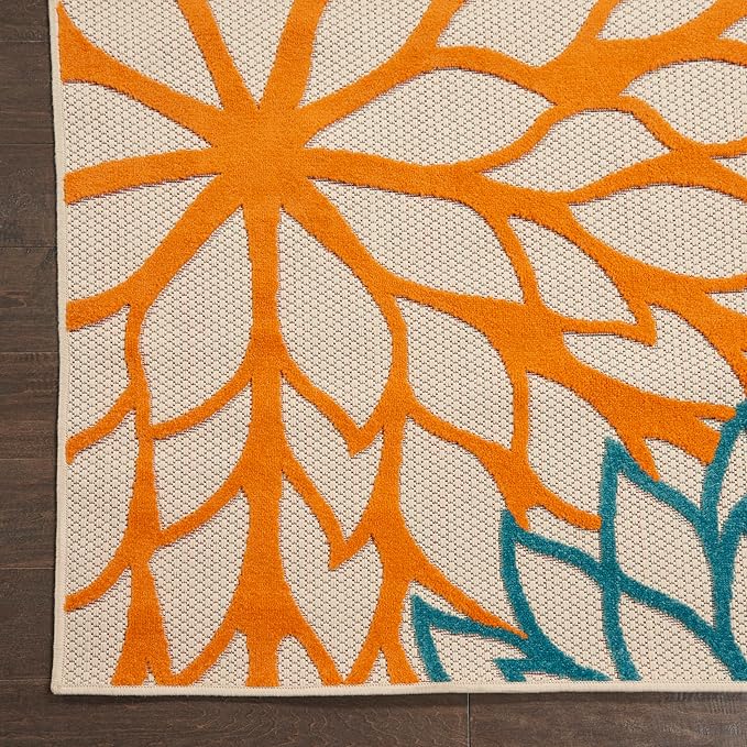 Nourison Home Aloha 7' x 10' Fabric Indoor/Outdoor Rug in Green/Multi-Color