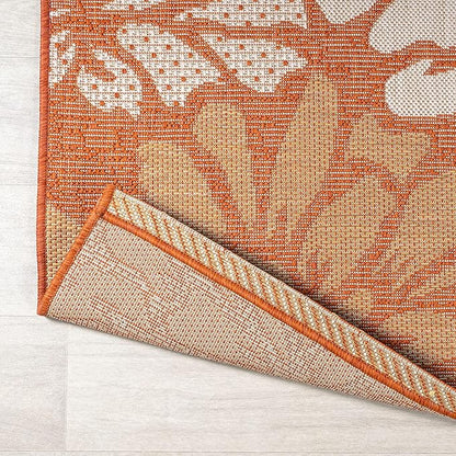 JONATHAN Y Floral Textured Weave Indoor Outdoor Runner Rug 2X10 Orange/Cream, Zinnia Modern for Backyard, Patio, Porch, Easy-Cleaning, High Traffic, Pet-Friendly, Non-Shedding (SMB110E-210)