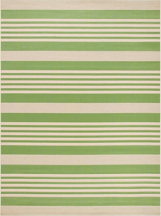 SAFAVIEH Washable Rug Outdoor Courtyard Collection - 9' x 12', Green & Beige, Non-Shedding & Easy Cleaning, Ideal for Patio, Backyard, Mudroom (CY6062-244)