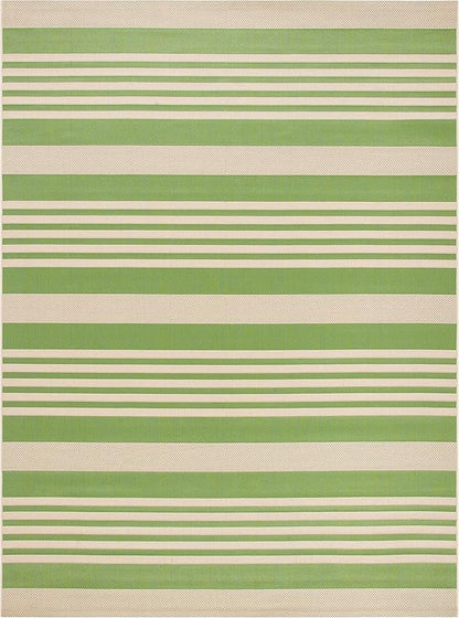 SAFAVIEH Washable Rug Outdoor Courtyard Collection - 7'10" Round, Green & Beige, Non-Shedding & Easy Cleaning, Ideal for Patio, Backyard, Mudroom (CY6062-244)