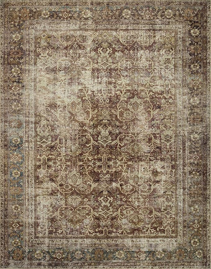 Loloi Magnolia Home by Joanna Gaines Sinclair Collection SIN-01 Rust/Lagoon 5'-0" x 7'-0", .25" Pile Height, Machine Washable, Area Rug