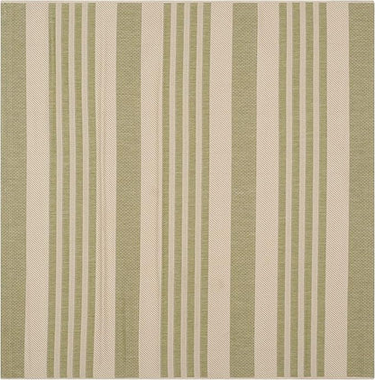 SAFAVIEH Washable Rug Outdoor Courtyard Collection - 5'3" Square, Beige & Sweet Pea, Non-Shedding & Easy Cleaning, Ideal for Patio, Backyard, Mudroom (CY6062-218)