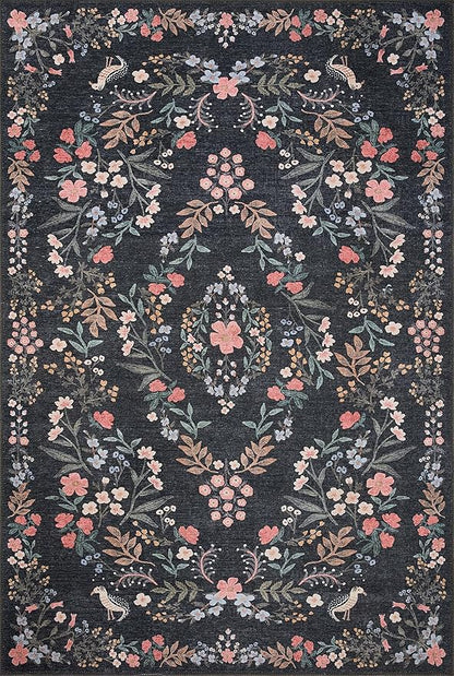 Loloi Rifle Paper Co. Maison Collection MAO-04 Tuileries Black 2'-6" x 7'-6", .19" Pile Height, Runner Rug