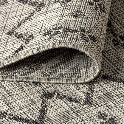 JONATHAN Y Moroccan Geometric Indoor Outdoor Square Area Rug 3X3 Light Gray/Black, Ourika Textured Weave for Backyard, Patio, Porch, Easy-Cleaning, High Traffic Pet-Friendly, Non-Shedding SMB108E-3SQ