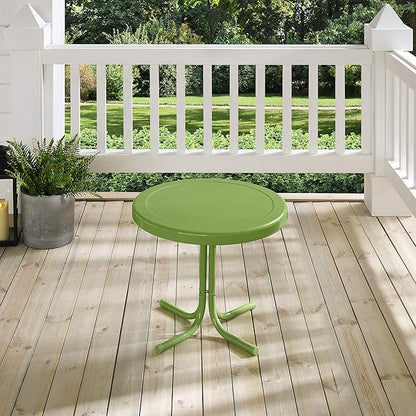 Crosley Furniture Griffith Weather Resistant Retro Metal Outdoor Side Table for Patio, Deck, Porch, Oasis Green