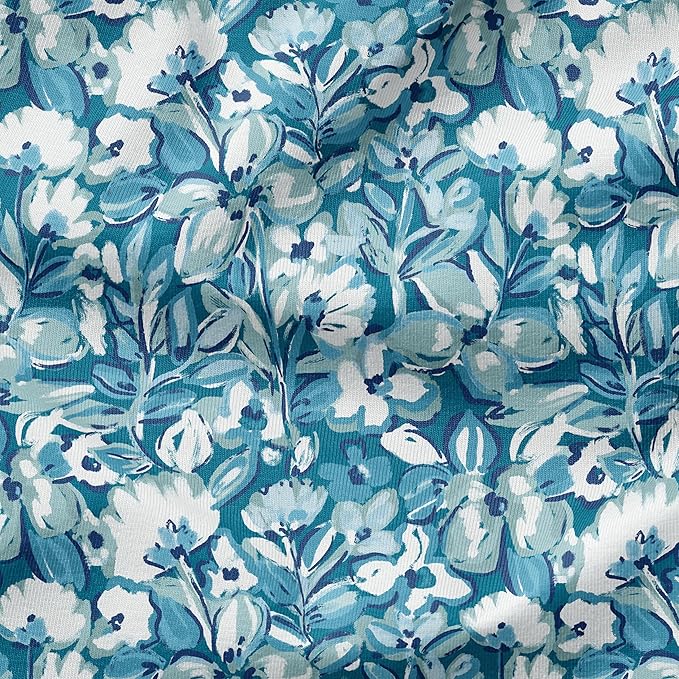 Arden Outdoor Dining Chair Cushion, 20 in x 20 in, Patio Cushion for Patio, Dining, or Rocking Chairs, Aqua Blue Fusion Floral