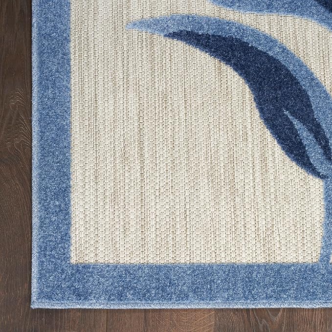 Nourison Home Aloha 108x144 Contemporary Fabric Rug in Blue/Gray Finish