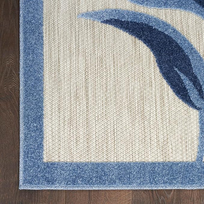 Nourison Home Aloha 108x144 Contemporary Fabric Rug in Blue/Gray Finish