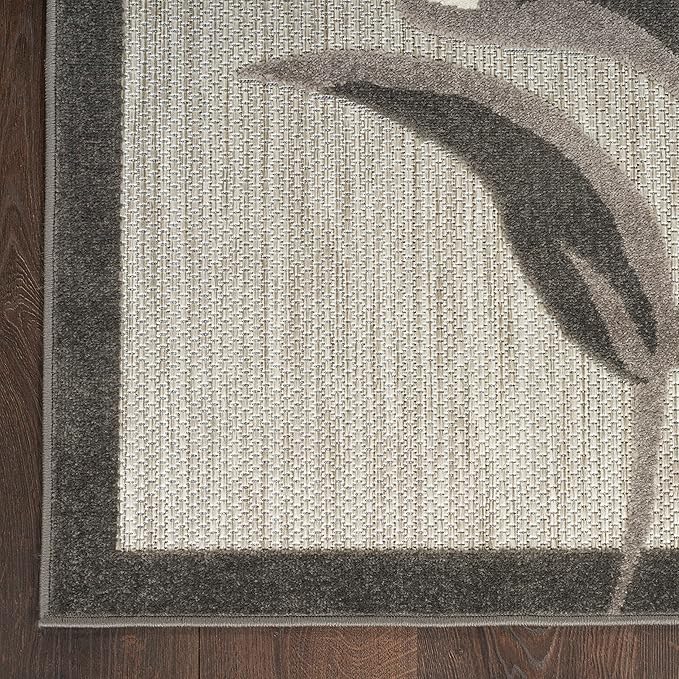 Nourison Home Aloha Indoor-Outdoor Beige 5'3" x 7'5" Area Rug, Easy Cleaning, Non Shedding, Bed Room, Living Room, Dining Room, Kitchen (5x7)