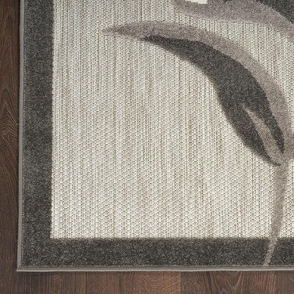 Nourison Home Aloha Indoor-Outdoor Beige 5'3" x 7'5" Area Rug, Easy Cleaning, Non Shedding, Bed Room, Living Room, Dining Room, Kitchen (5x7)