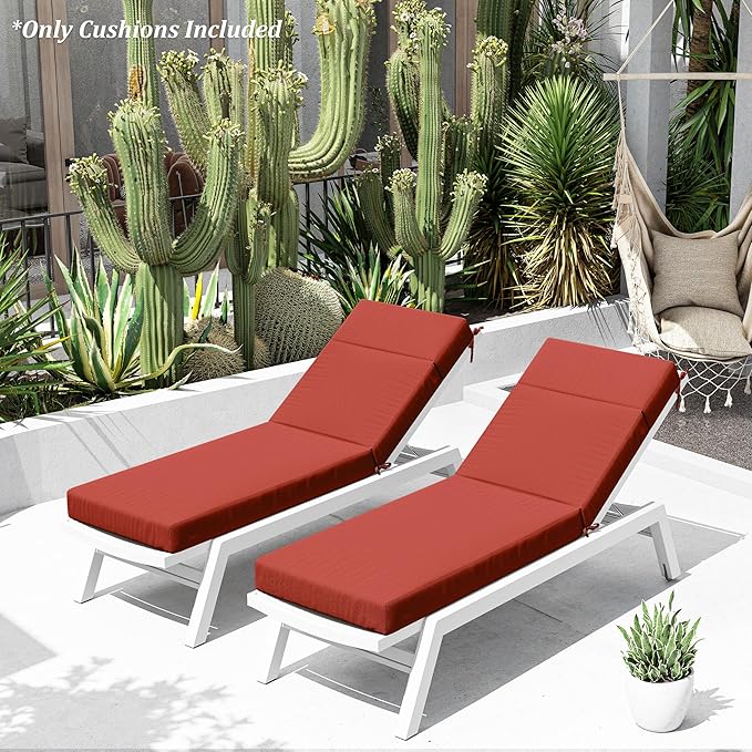 Chaise Lounge Cushion for Outdoor Furniture, Waterproof Fade and Tear Resistant Lounge Deck Chair Cushions for Patio Lawn Pool Resort Hotel