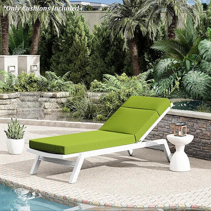 Chaise Lounge Cushion for Outdoor Furniture, Waterproof Fade and Tear Resistant Lounge Deck Chair Cushions for Patio Lawn Pool Resort Hotel