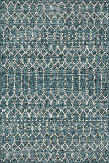 JONATHAN Y Moroccan Geometric Indoor Outdoor Area Rug 10X14 Teal/Gray, Ourika Textured Weave for Backyard, Patio, Porch, Easy-Cleaning, High Traffic, Pet-Friendly, Non-Shedding (SMB108C-14)
