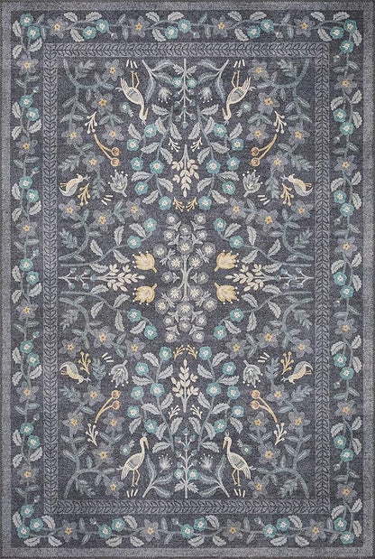 Loloi Rifle Paper Co. Maison Collection MAO-01 Nightingale Black 2'-6" x 12'-0", .19" Pile Height, Runner Rug