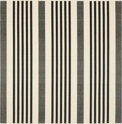 SAFAVIEH Washable Rug Outdoor Courtyard Collection - 4' Square, Black & Bone, Non-Shedding & Easy Cleaning, Ideal for Patio, Backyard, Mudroom (CY6062-216)