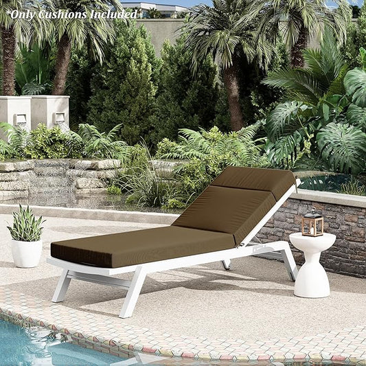 Chaise Lounge Cushion for Outdoor Furniture, Waterproof Fade and Tear Resistant Lounge Deck Chair Cushions for Patio Lawn Pool Resort Hotel
