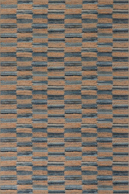 Dash & Albert Ravel Stripe Blue Machine Washable Rug, 8.5 X 11.5 Feet, Tan/Blue Stripe Pattern